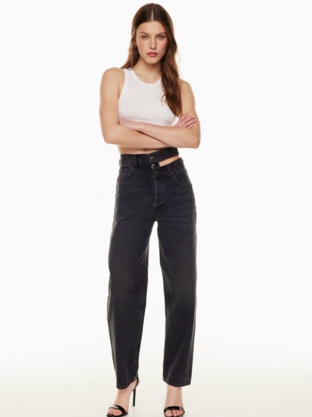 Agolde Black High-Rise Straight Leg Jeans